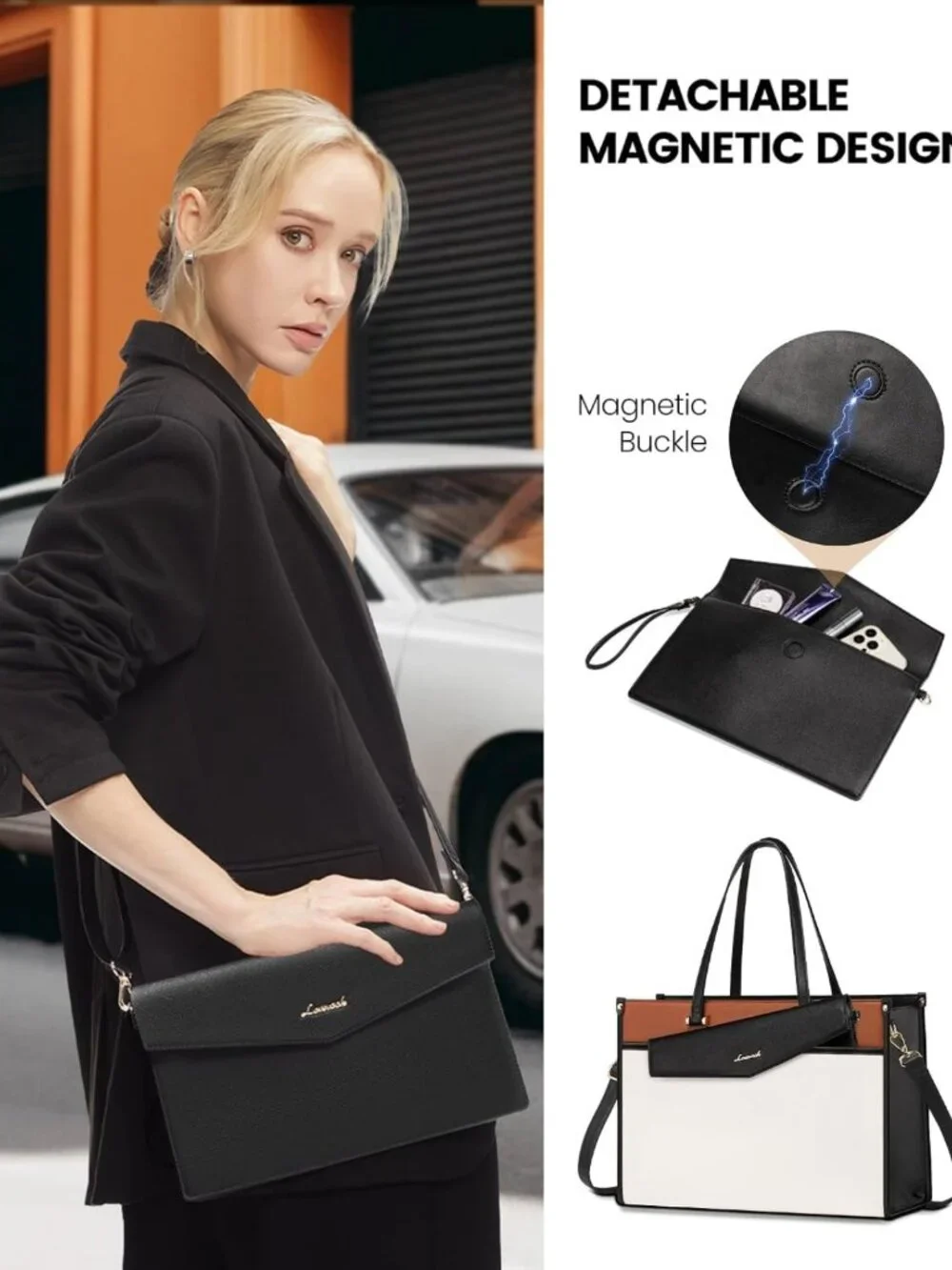 Stylish 2-in-1 Laptop Tote Bag for Women | Work Purse & Computer Briefcase